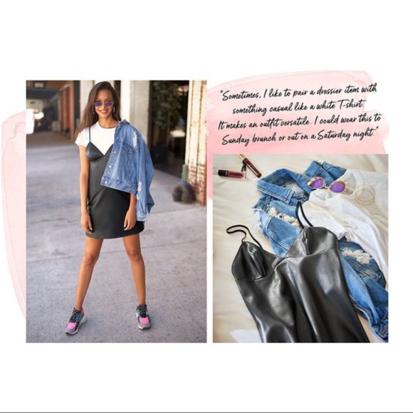 ✨HP✨ VS Faux Leather Slip Dress Vegan Babydoll XS - Picture 6 of 10